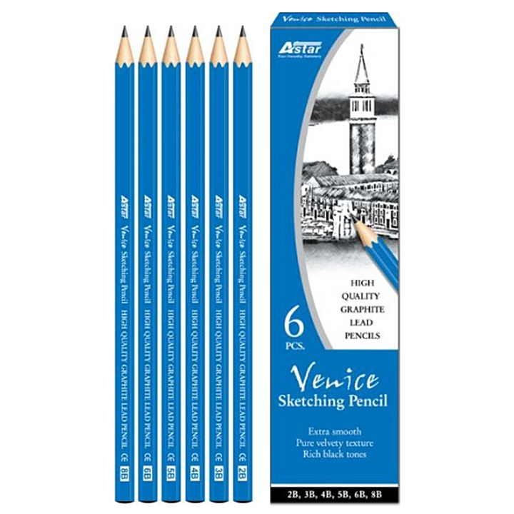 Astar Sketching Pencils VSP6000 2B to 8B (6 Pcs)